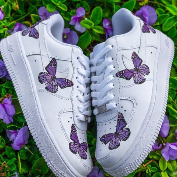 Nike Air Force 1 Purple Lilac Monarch Butterfly Custom Shoes Men Women Kids main image 4